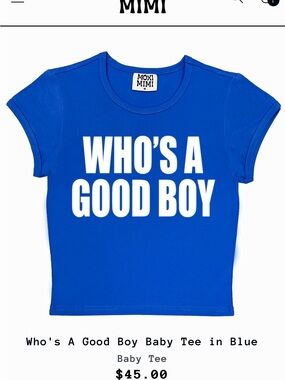 Moxi Mimi Blue "Who's A Good Boy" Crop Tee